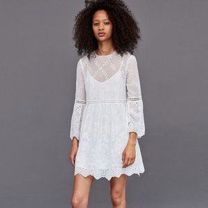 Zara white embroidered dress w/ perforations